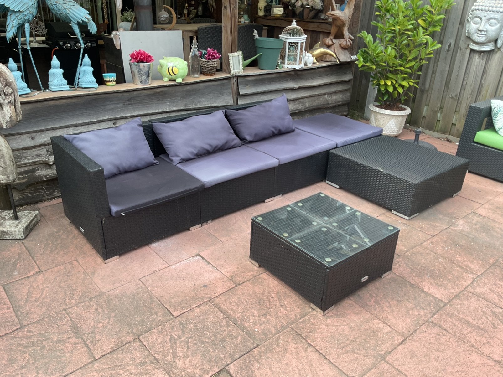 Loungeset, Tuin en Terras, Tuinsets en Loungesets, Ophalen, Gebruikt, Wicker, Loungeset