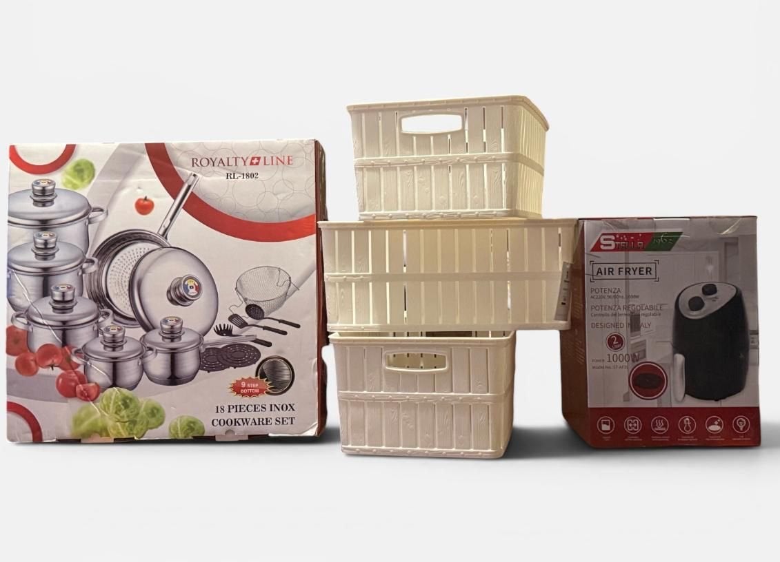 Royalty Line Pannenset 18-delig & Airfryer 1000W, Ophalen, Nieuw, Airfryer, 1000 t/m 1499 gram