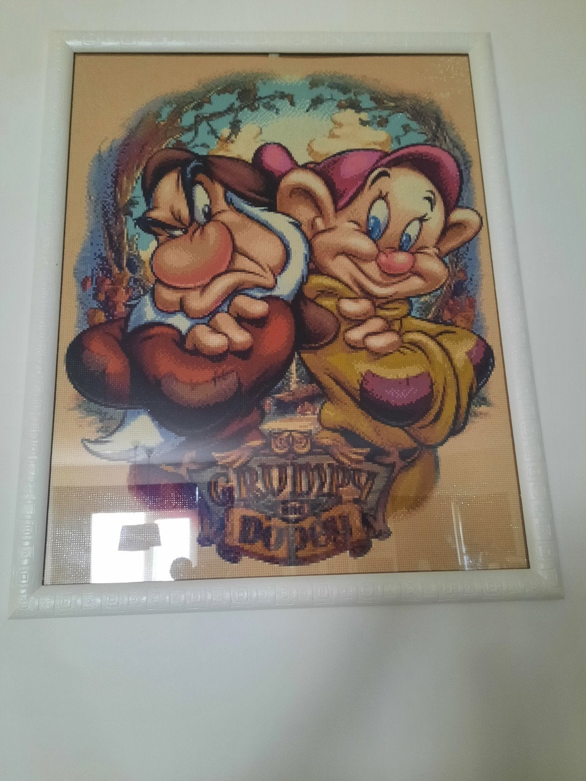 Disney daimond painting Grumpy en Dopey, Ophalen, Overige figuren, Zo goed als nieuw, Beeldje of Figuurtje