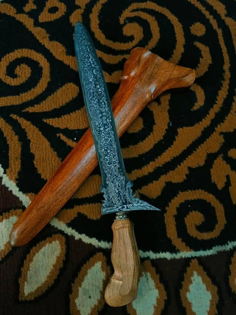 Antieke Keris Omyang Jimbe Pamor Mrutu Sewu Teakhout SVH71, Verzenden, Overige materialen, Indonesië, Meerkleurig