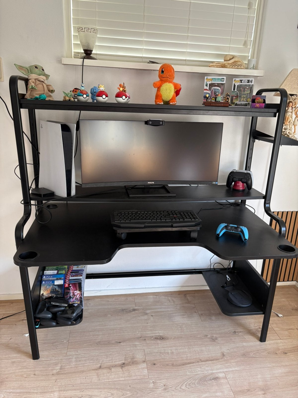 Game Bureau zwarte, Ophalen, Zo goed als nieuw, Zwart, Gamingbureau