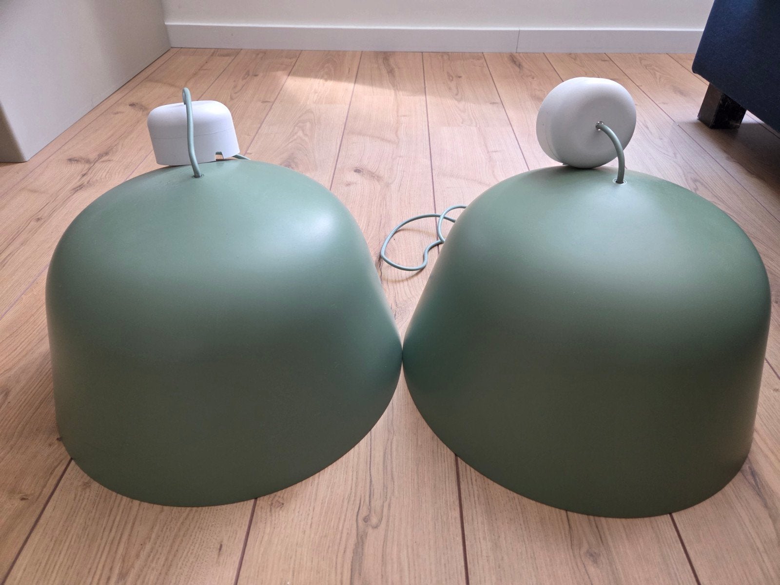 2x hanglamp groen 40cm diameter, Ophalen, Zo goed als nieuw, E27 (groot)
