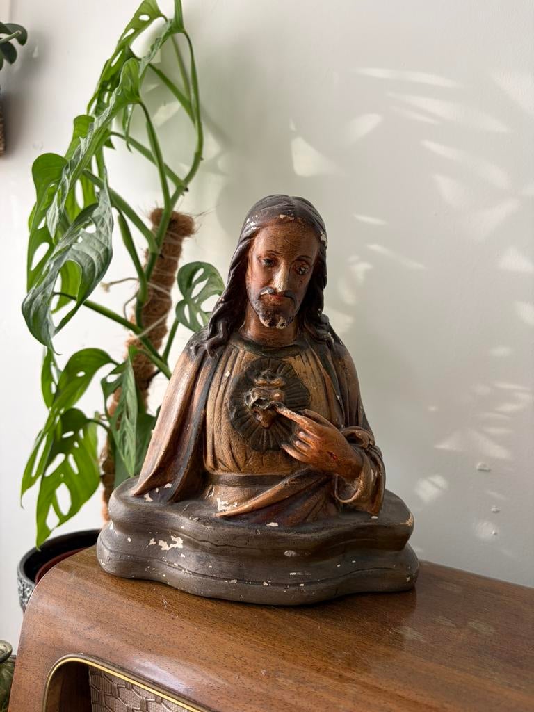 Oud Vintage Religieus Jesus Heilig Hart beeld, Antiek en Kunst, Antiek | Religie, Ophalen of Verzenden