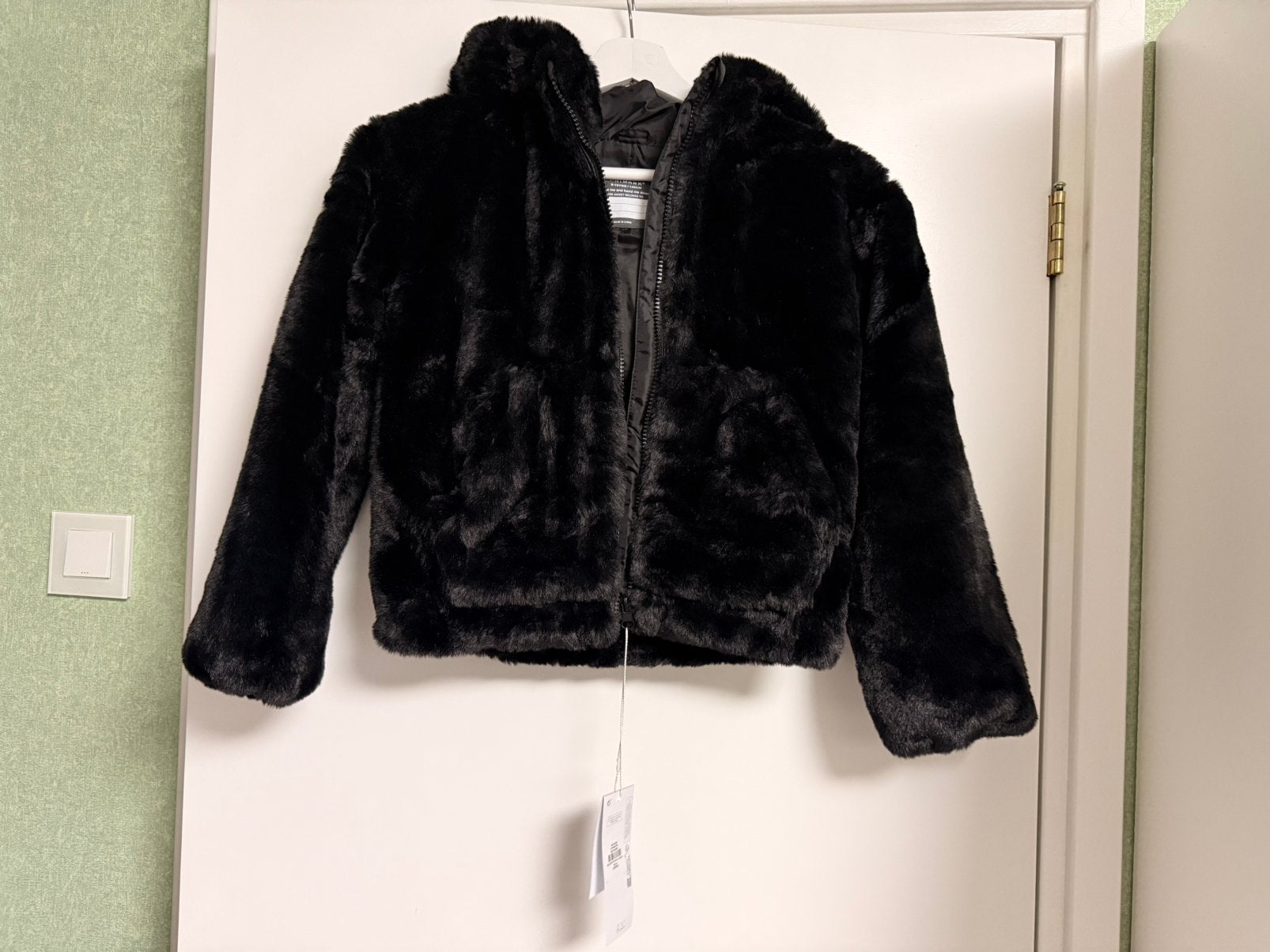 Meisjes nieuw bont jas maat 140 bontjas winterjas zwart, Ophalen of Verzenden, Nieuw, Meisje, Jas