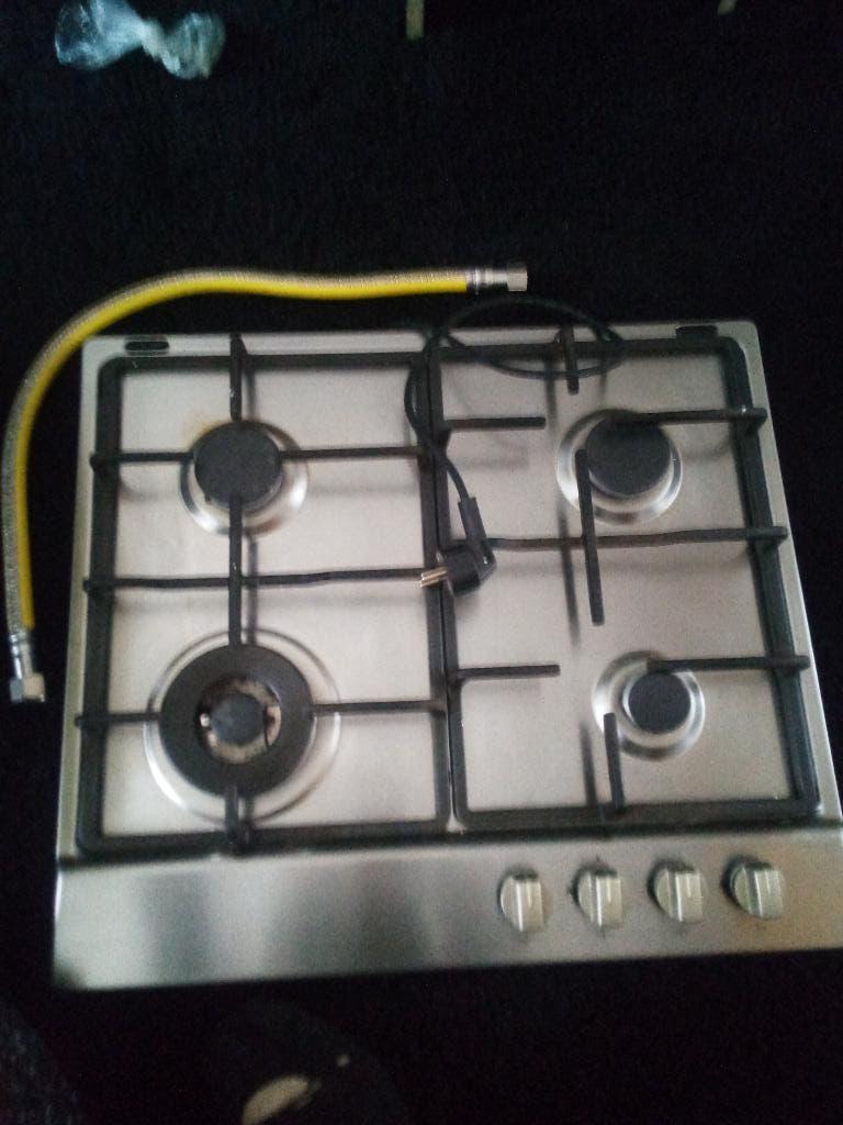 gasfornuis 4 pits Whirlpool inbouw roestvrijstaal, Ophalen, 4 kookzones, Zo goed als nieuw, Inbouw