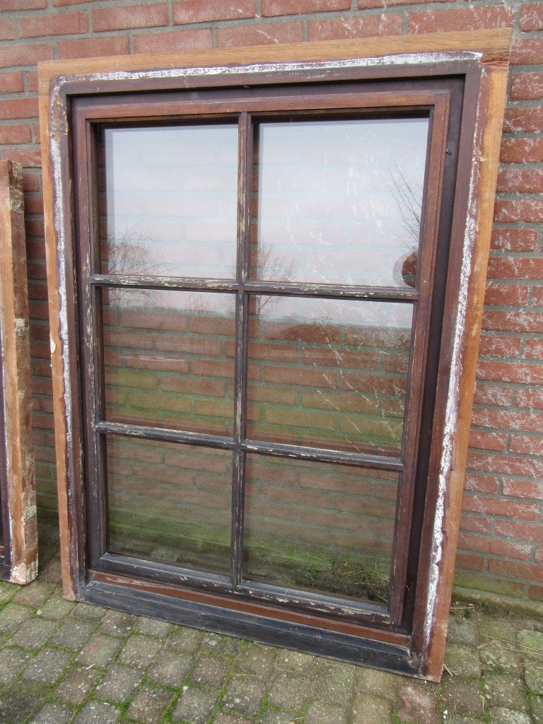 Hardhouten Draai kiep Raam 109.5 x 149, Ophalen, Gevelraam of Ruit, Gebruikt, 80 tot 120 cm