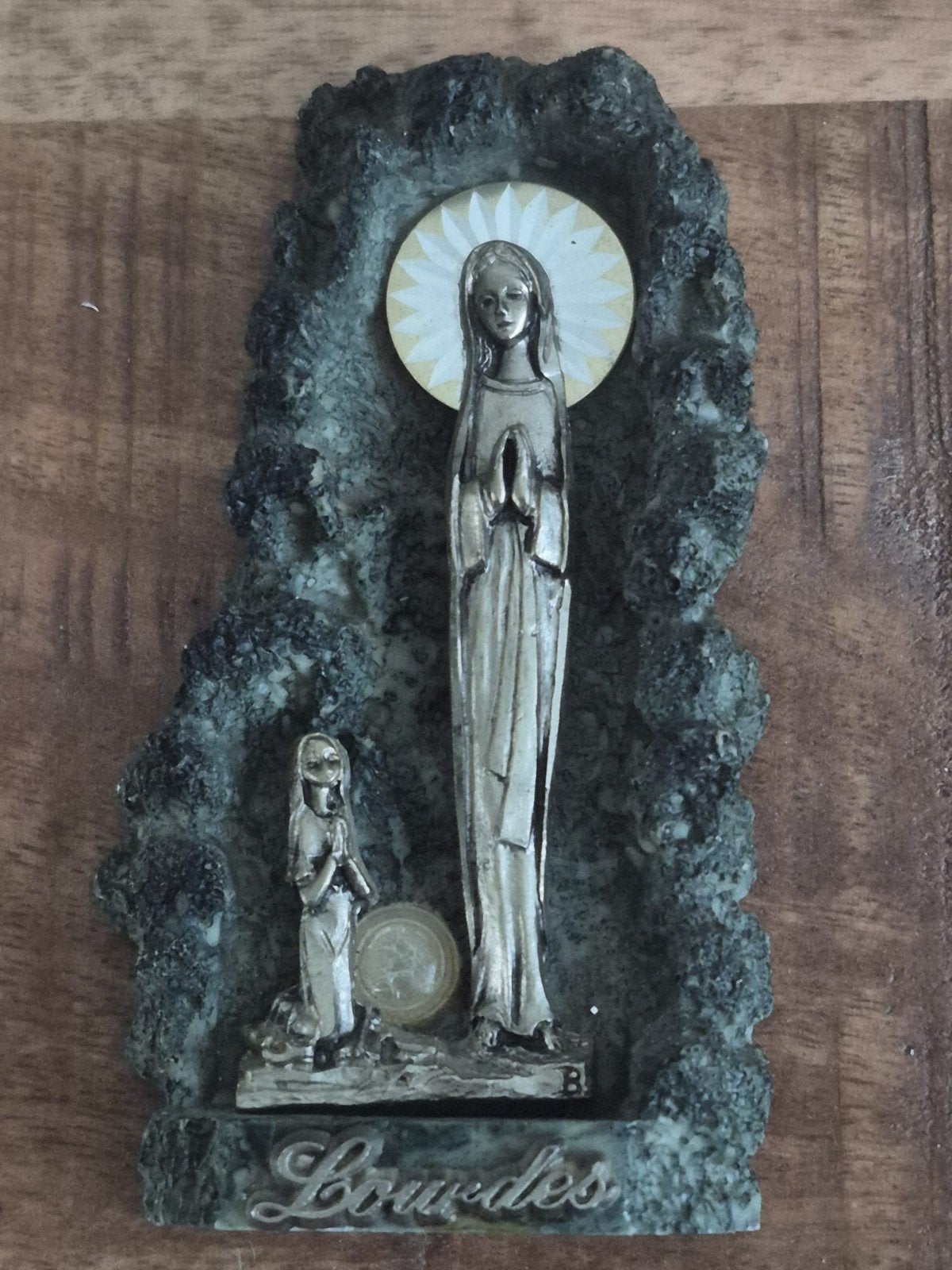 Vintage Lourdes Icoon A.M. Italië met Reliekhouder, Ophalen of Verzenden