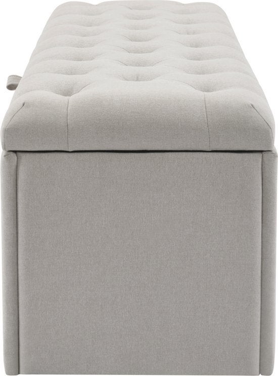 Slaapkamer opbergbank met Gecapitonneerd Deksel - Grijs Stof, Ophalen, Overige materialen, Minder dan 45 cm, Nieuw