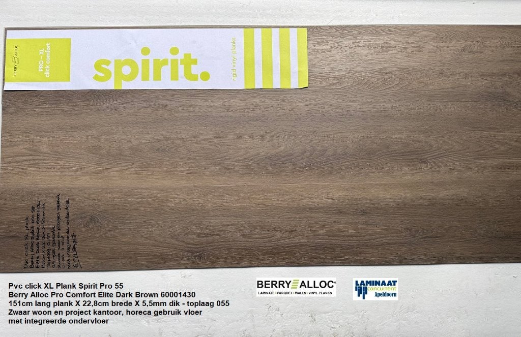 Pvc click Spirit Elite Dark Brown met integreerde ondervloer