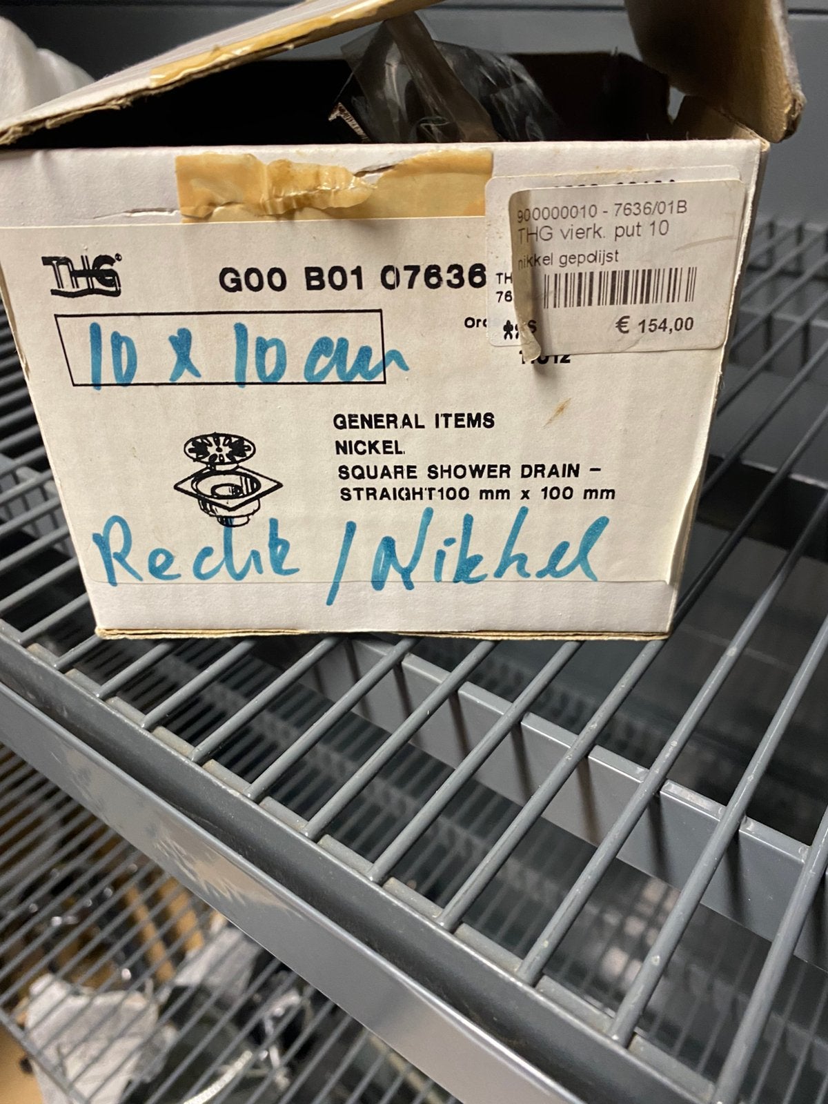 THG Vierkante Doucheput 10x10 cm Nikkel Gepolijst, Doe-het-zelf en Verbouw, Sanitair, Ophalen of Verzenden, Nieuw, Chroom, Douche