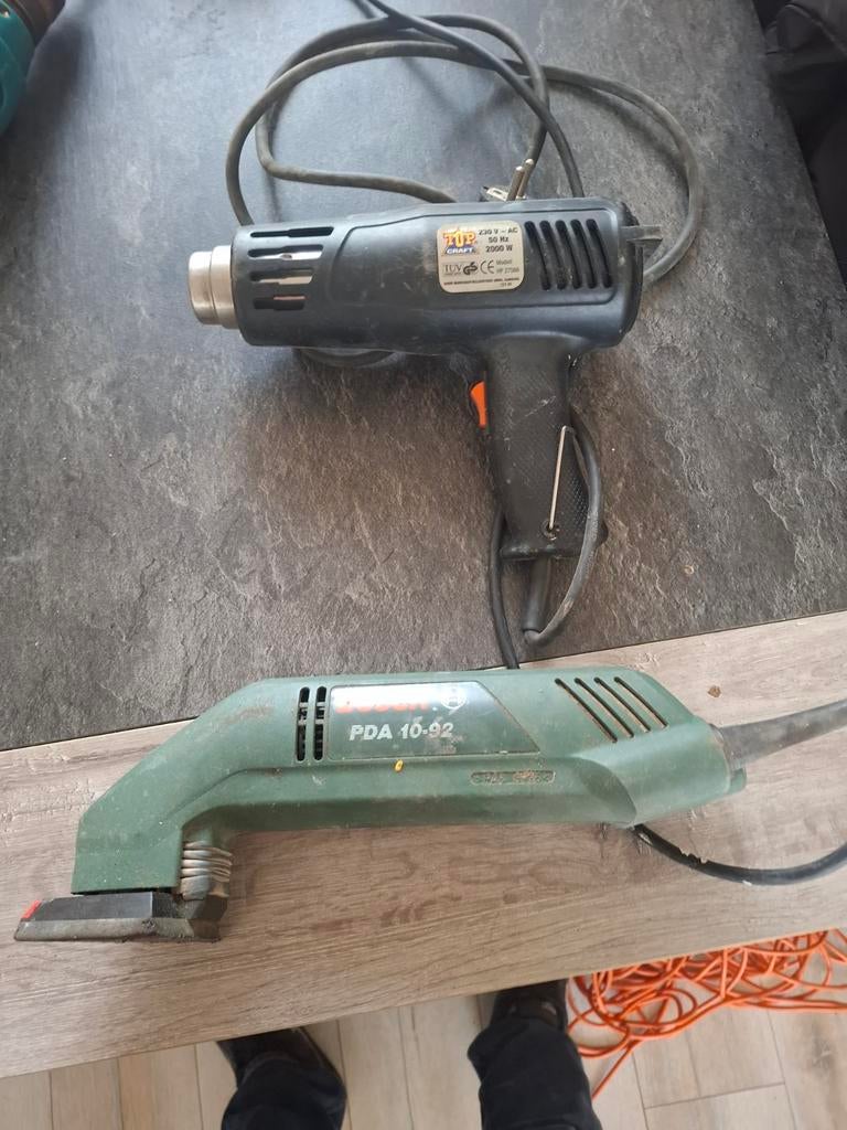 Bosch PDA 10-92 schuurmachine en Top Craft heteluchtpistool, Ophalen of Verzenden, Gebruikt, Minder dan 600 watt, Vlakschuurmachine