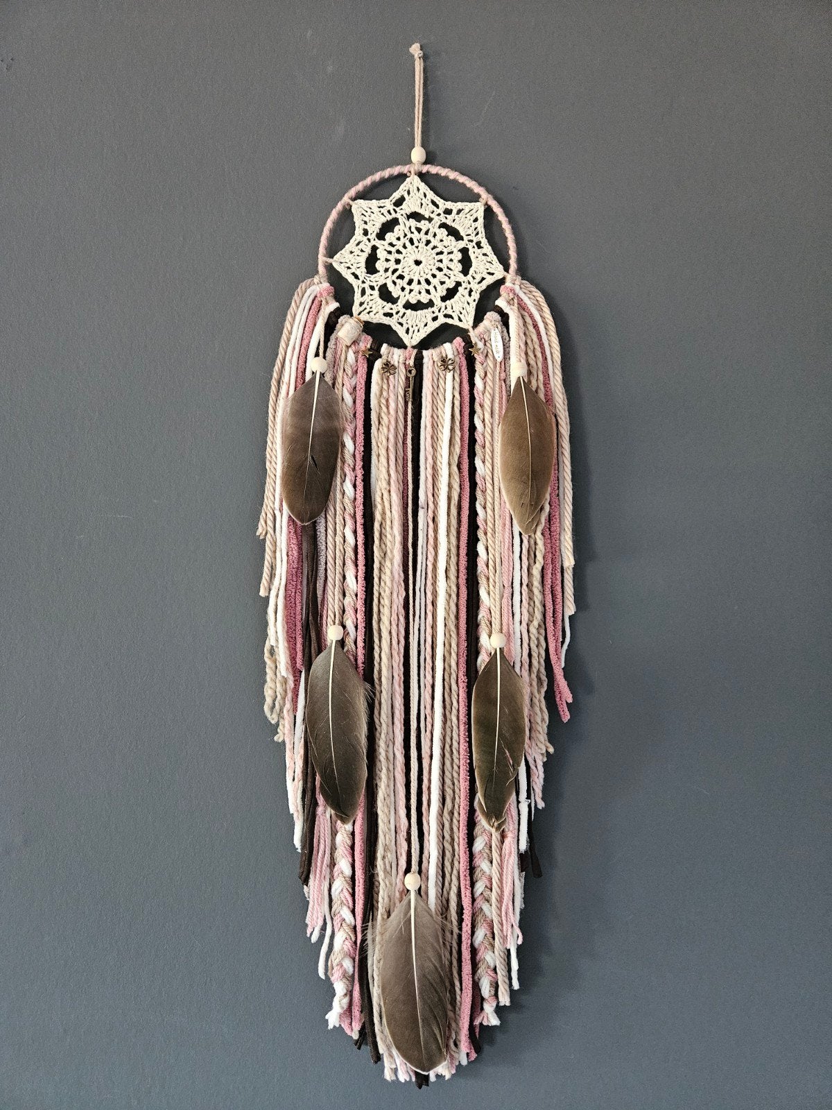 dromenvanger oud roze taupe wandkleed boho decoratie, Ophalen of Verzenden, Nieuw