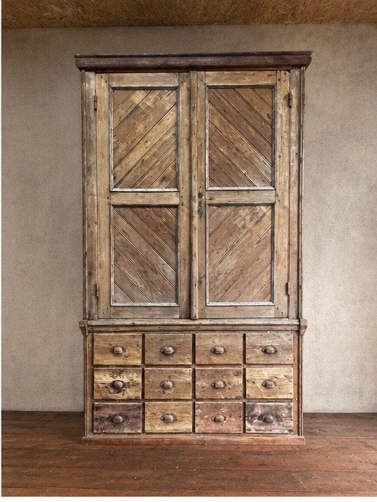 Vintage gereedschapskast, veel lades - 204x119x40 cm, Antiek en Kunst, Ophalen