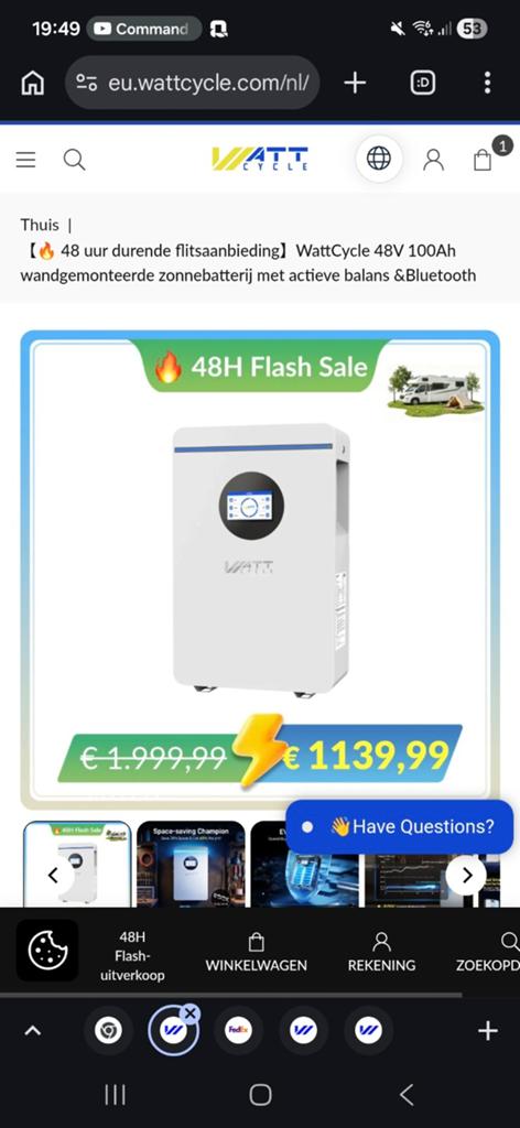 Nieuwe Vevor 6000w omvormer met wattcycle 48v 100ah batterij, Ophalen, Nieuw, Overige typen
