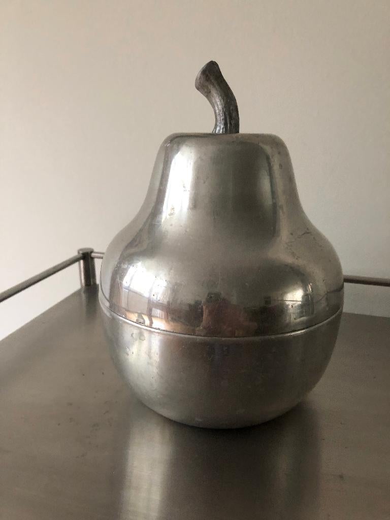 ice bucket 60s/70s brushed aluminum pear shape  Italy, Verzenden