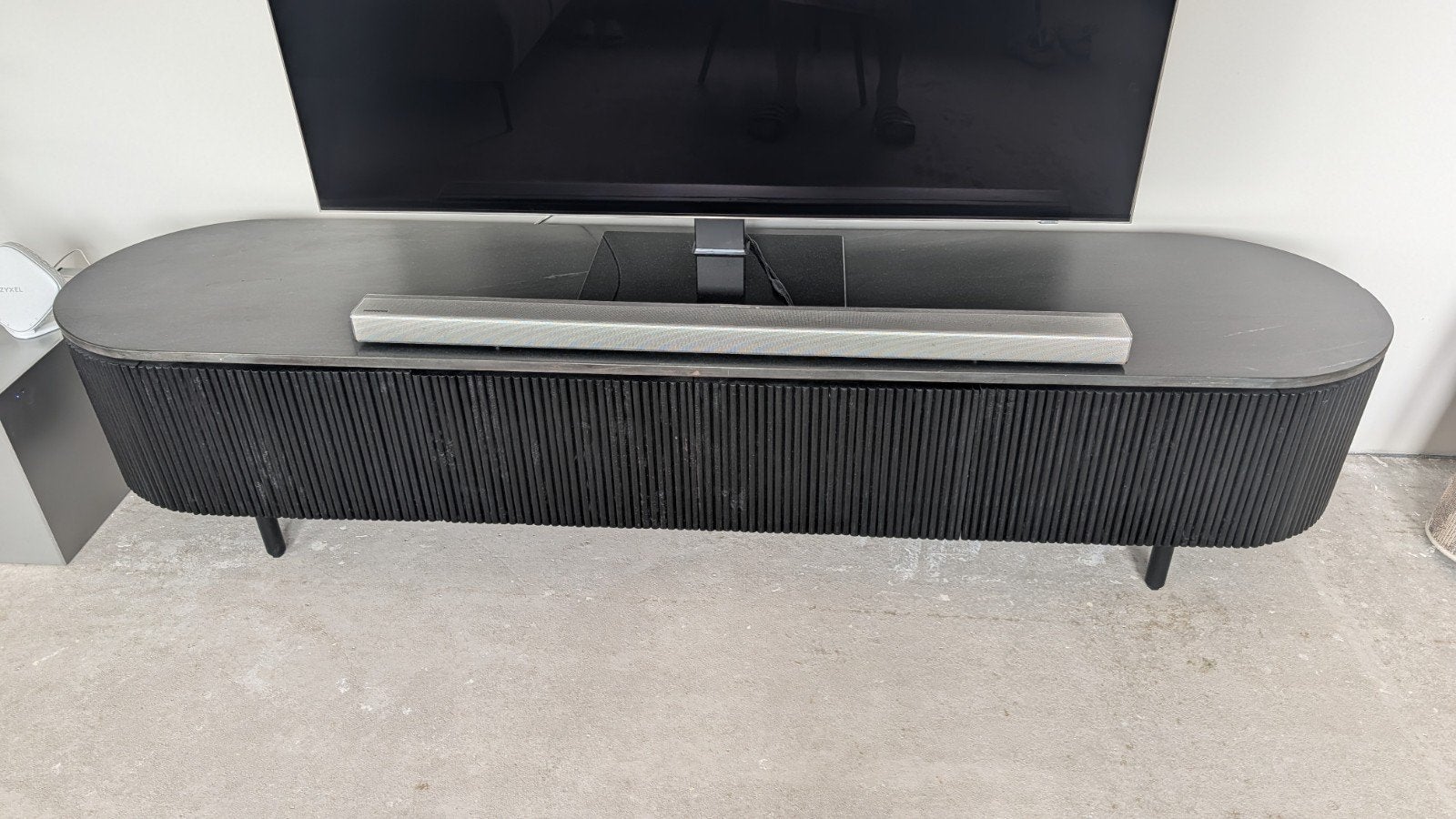 Tv-meubel Specter Hout Met Marmer Zwart 200cm Zen lifestyle, Ophalen, Gebruikt, Overige materialen, Modern, Zen, Luxe
