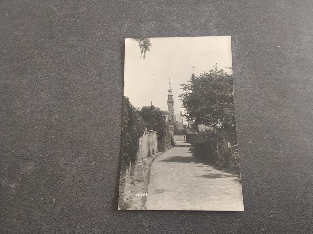 Fotokaart Veere met gezicht op de toren 1935, Ophalen of Verzenden, 1920 tot 1940, Gelopen, Zeeland