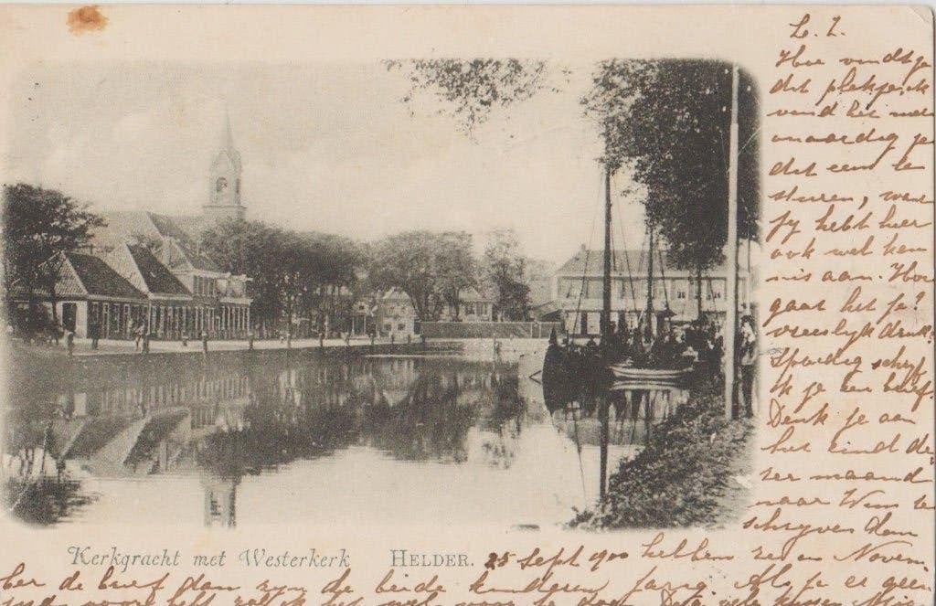 1900 den helder kerkgracht westerkerk gracht kerk, Ophalen of Verzenden, Voor 1920, Gelopen, Noord-Holland