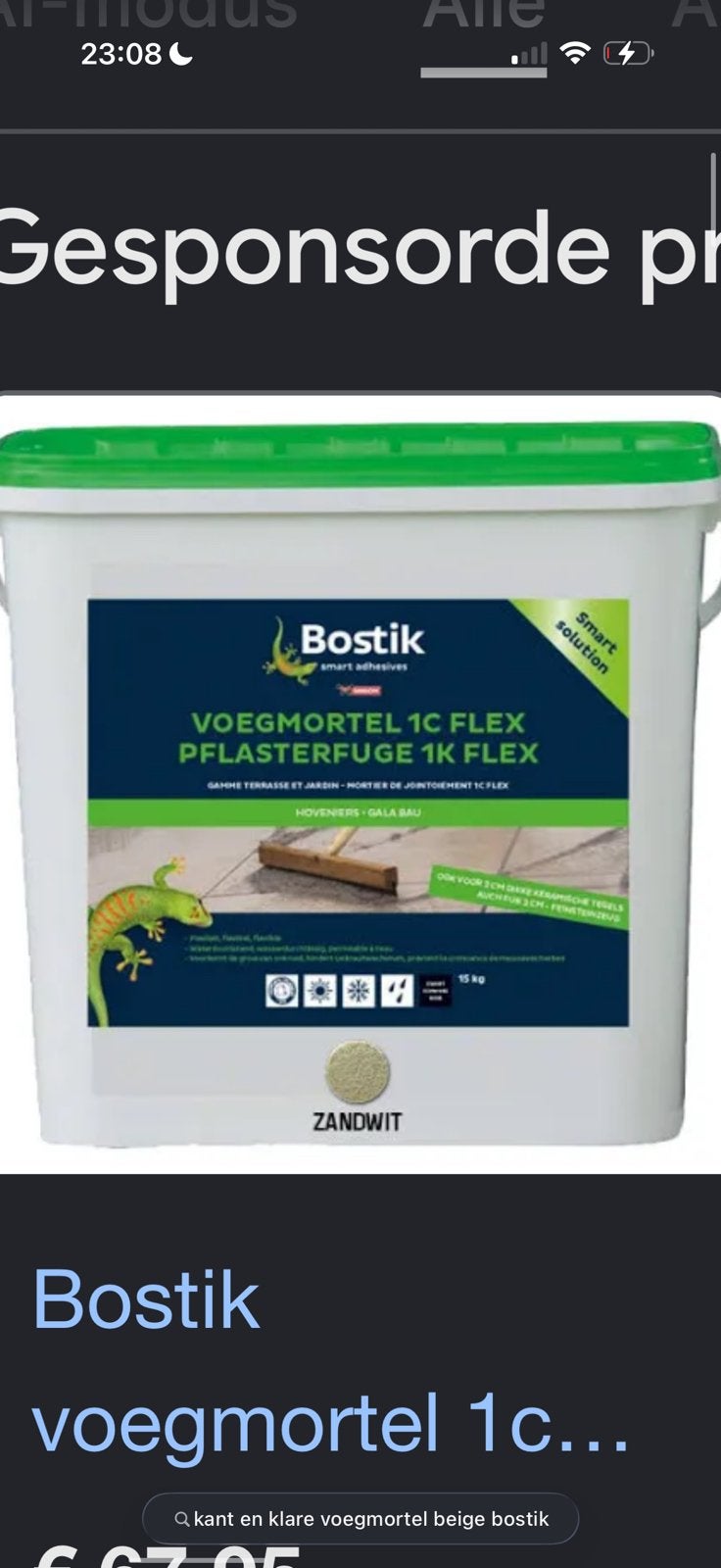 Bostik kant en klare voegmortel 1c flex zandwit, Ophalen, Zo goed als nieuw, Overige typen
