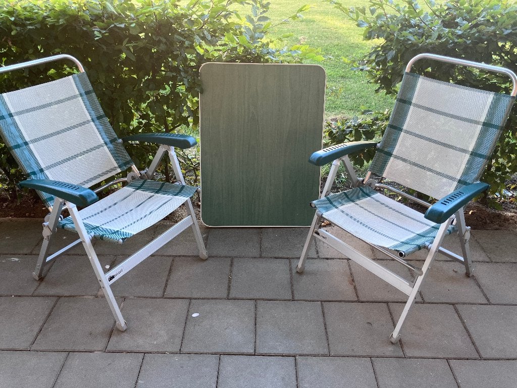 Dukdalf campingstoelen en tafel, Ophalen, Gebruikt