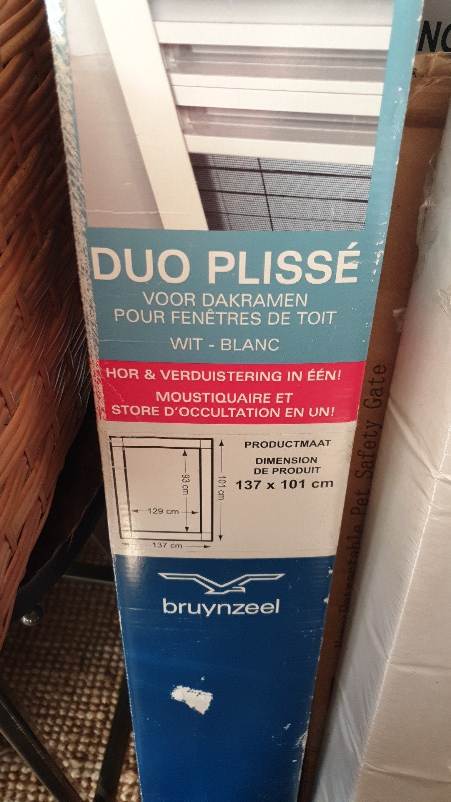 NIEUW Bruynzeel S500 Duo Plissé Hor & Verduistering 137x101, Ophalen, Nieuw, Hordeur, Minder dan 200 cm