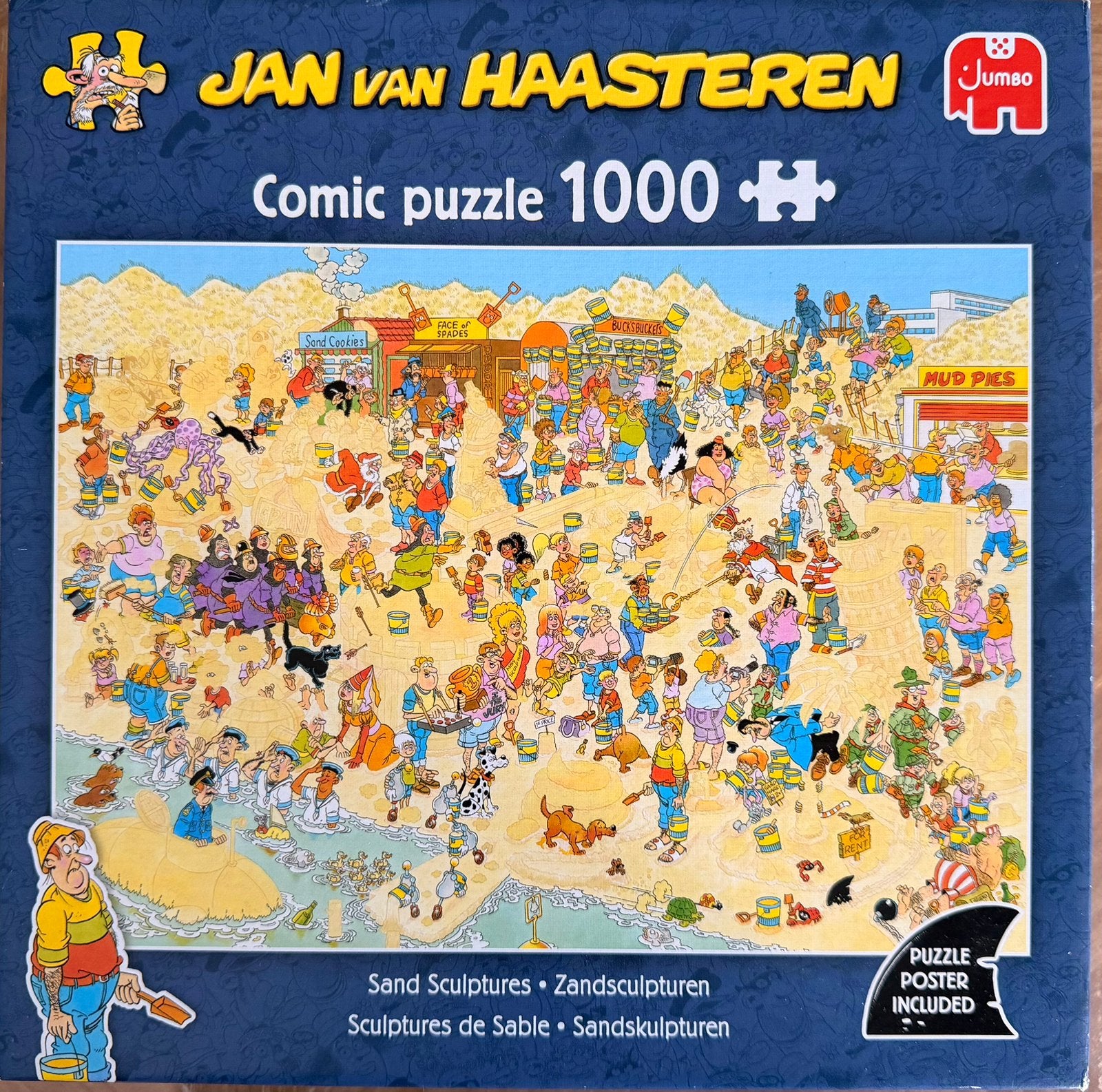 Jan van Haasteren: Zandsculpturen, Hobby en Vrije tijd, Denksport en Puzzels, Ophalen of Verzenden, 500 t/m 1500 stukjes, Zo goed als nieuw