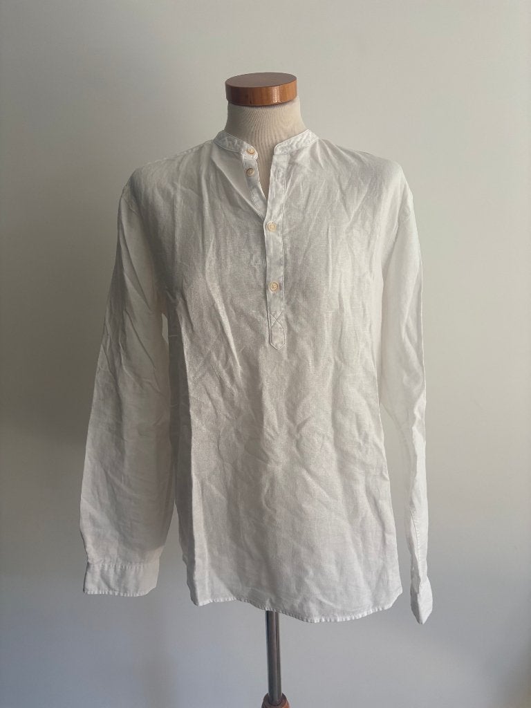 Linnen blouse Zara lange mouw maat S, Halswijdte 38 (S) of kleiner, Wit, Ophalen of Verzenden, Zara Man