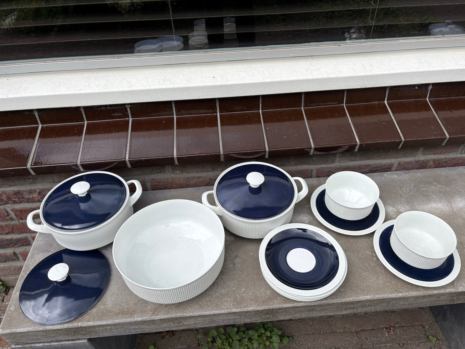 Arzberg Servies - Wit met Donkerblauw Accent, Ophalen, Gebruikt, Overige stijlen, Porselein