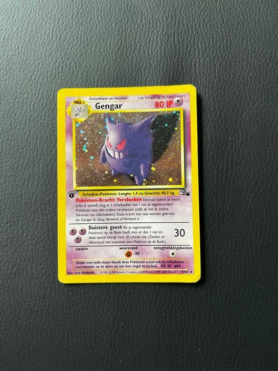 Gengar 5 Nederlands 1st edition Pokémon kaart, Ophalen, Gebruikt, Losse kaart