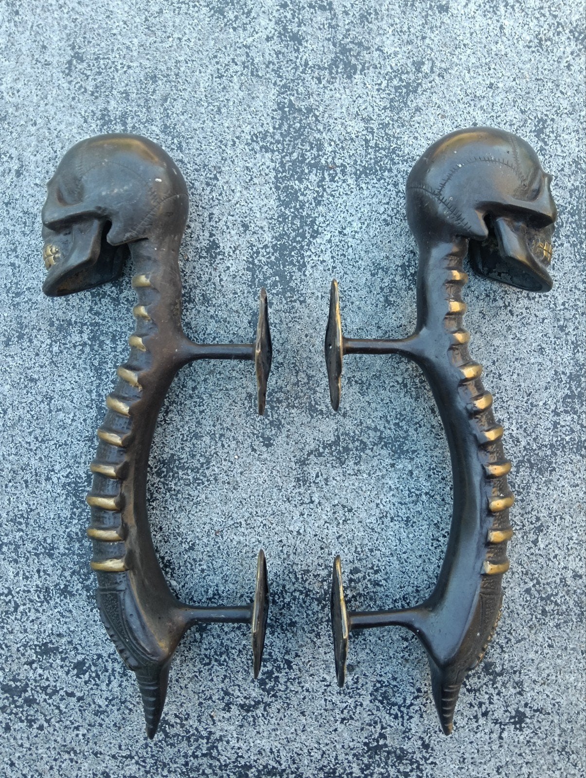 Unieke schedel deurklinken - Antiek messing, Ophalen of Verzenden