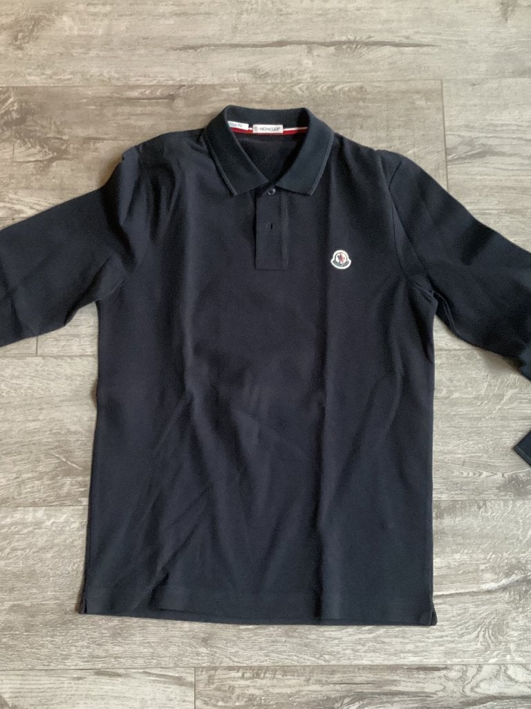 Moncler Slim Fit Polo Lange Mouwen Zwart Maat M, Moncler, Zwart, Nieuw, Overige maten