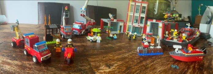 LEGO City Brandweer sets (60110, 7944, 60212, 60213, 10740), City, Lego, Zo goed als nieuw, Complete set