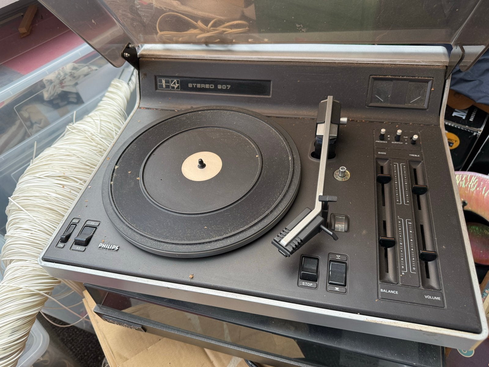Philips H4 Stereo 907 Platenspeler met ingebouwde versterker, Ophalen, Gebruikt, Platenspeler, Philips