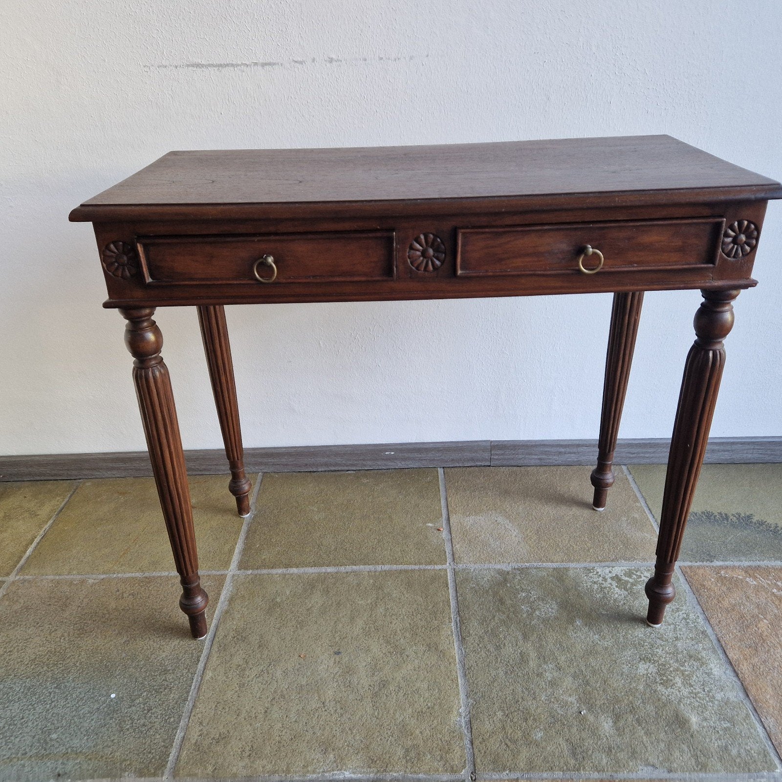 Houten sidetable met 2 lades, Ophalen, Gebruikt, 50 tot 100 cm, 25 tot 50 cm