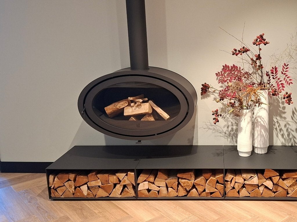 Dik Geurts Oval Front Fixed showroommodel houtkachel, Huis en Inrichting, Kachels, Ophalen, Houtkachel, Zo goed als nieuw, Hangend