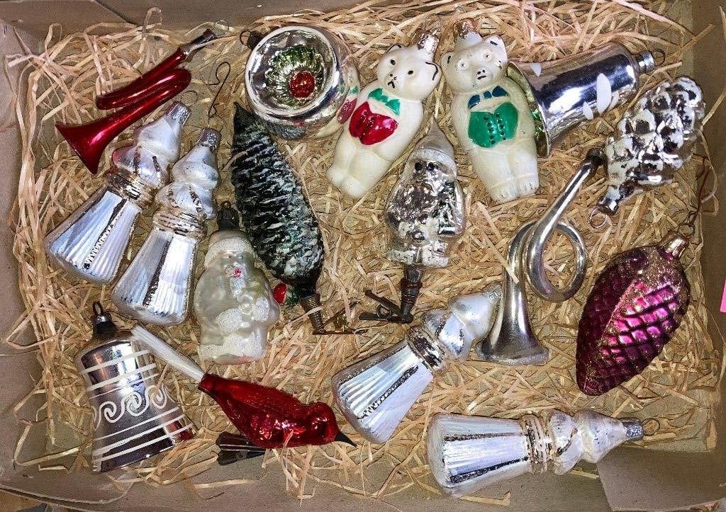 Oude kerstbal ornament in doos nr 96, Diversen, Kerst, Ophalen of Verzenden, Gebruikt