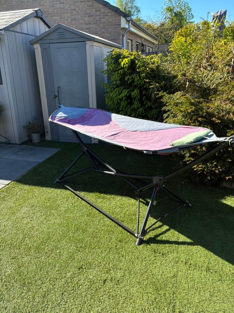 Te koop heerlijke hangmat met standaard, Ophalen, Gebruikt, Eenpersoons, Met standaard