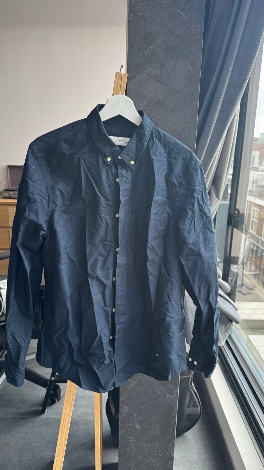 Zara heren overhemd - Donkerblauw - Maat M, Ophalen, Zo goed als nieuw, Blauw, Halswijdte 39/40 (M)