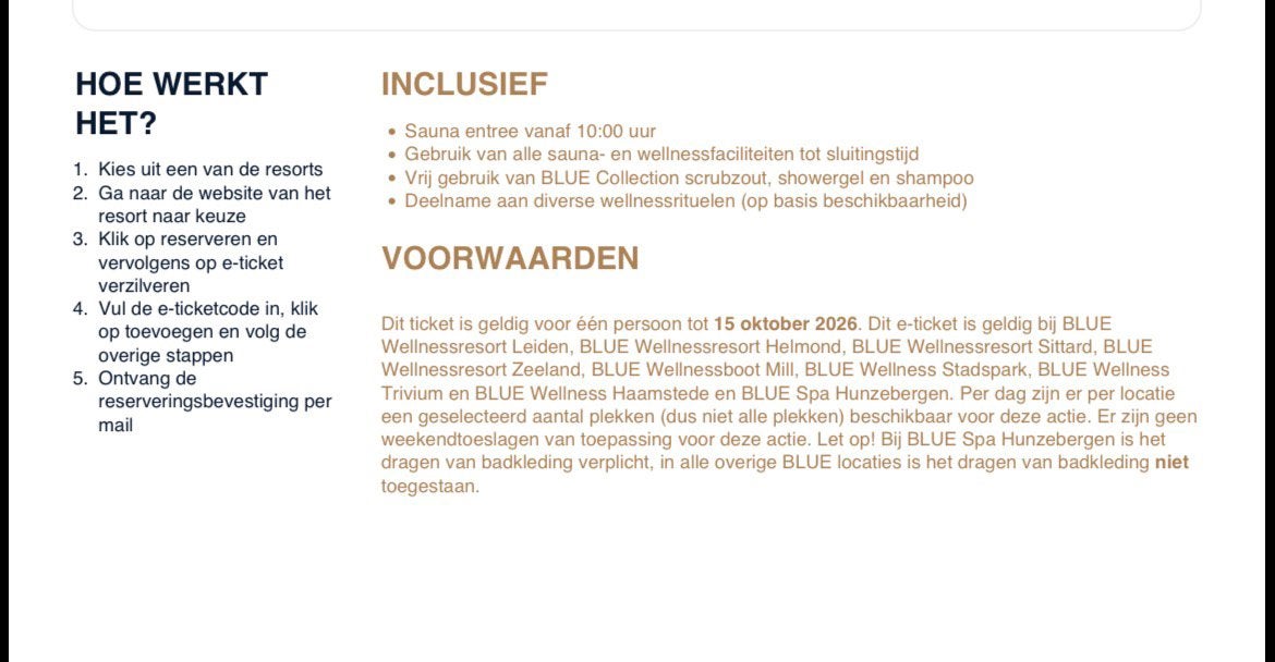 x10 Blue Wellness Spa / Sauna tickets, Ophalen, Nieuw, Complete sauna