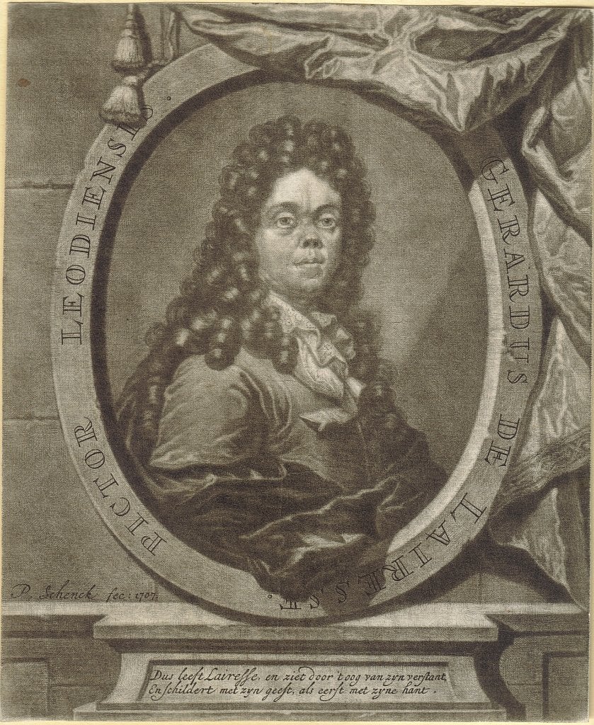 Petrus Schenk mezzotint "Portret Gerard de Lairesse", 1707, Ophalen
