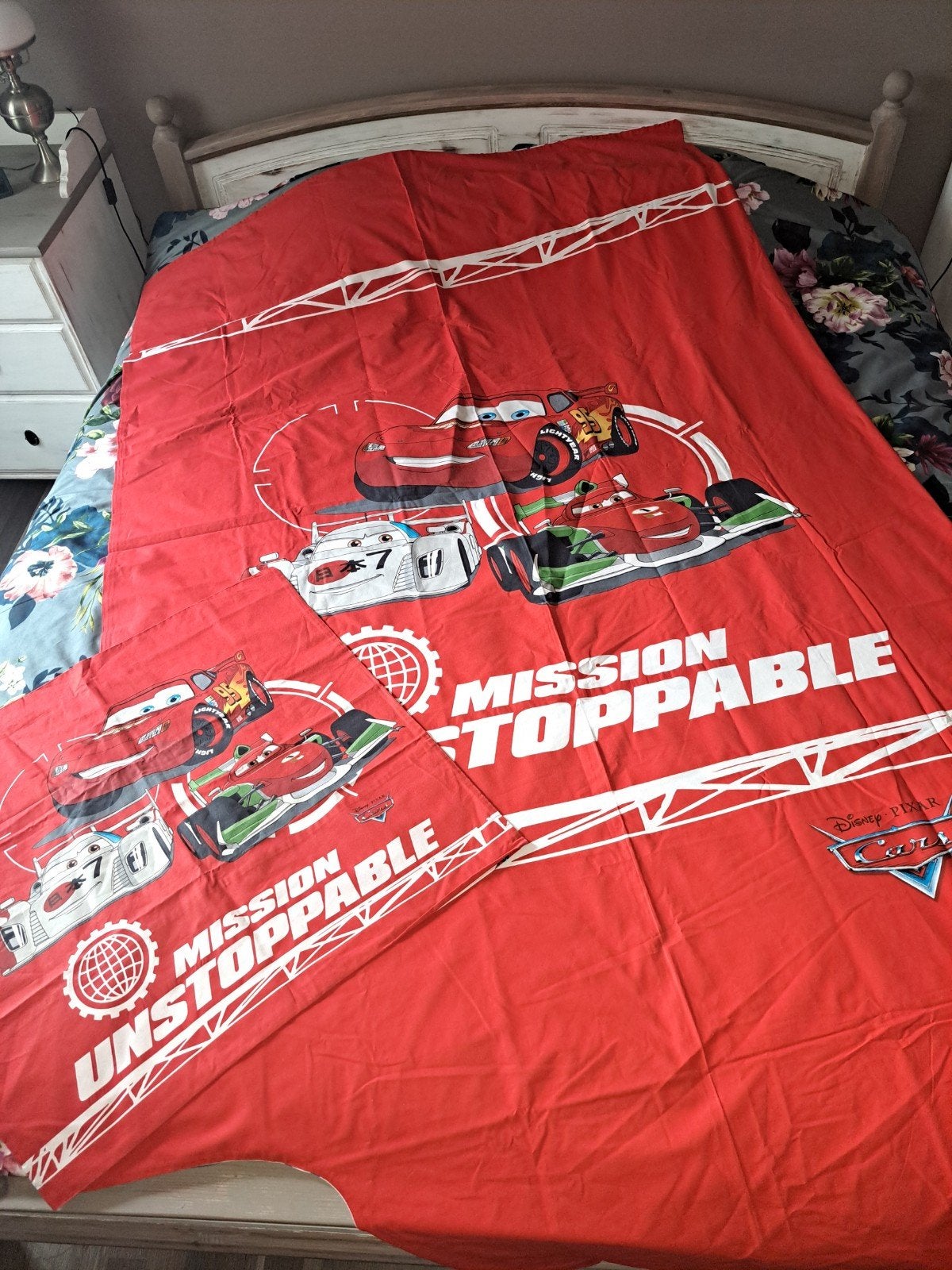 Disney Cars Dekbedovertrek en Kussensloop, 1 pers, Overige merken, Instopstrook, Ophalen of Verzenden, Zo goed als nieuw