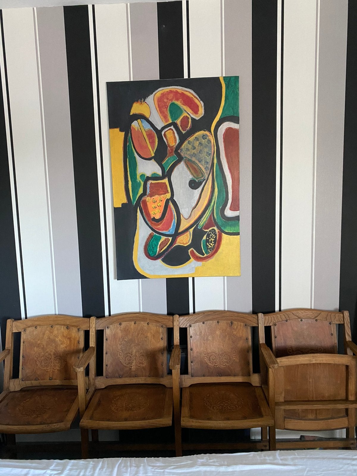 4 Geschakelde klapstoelen, Antiek en Kunst, Ophalen