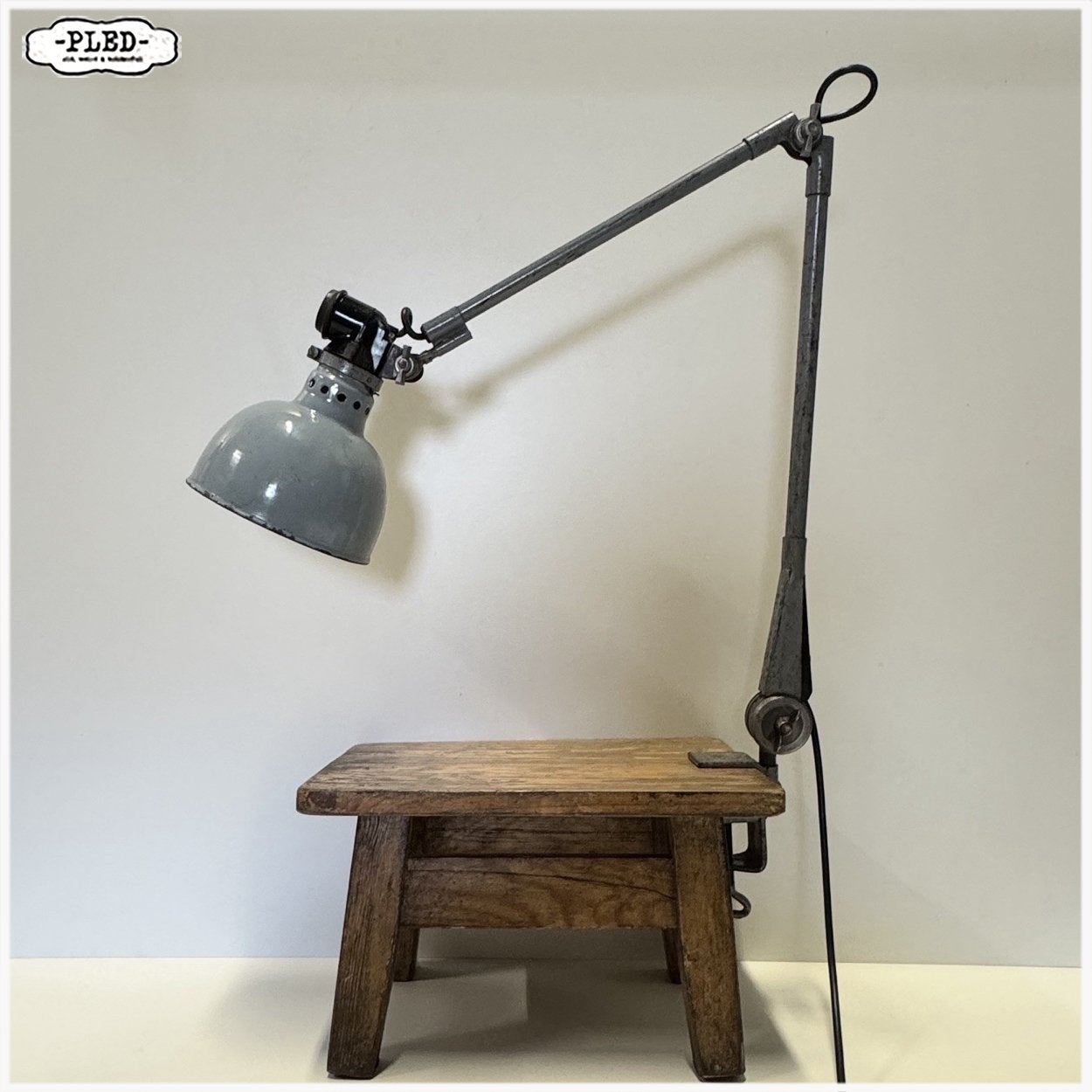 Oude Ernst Rademacher klemlamp Lamp Tafellamp, Metaal, Overige merken, Gebruikt, Grijs