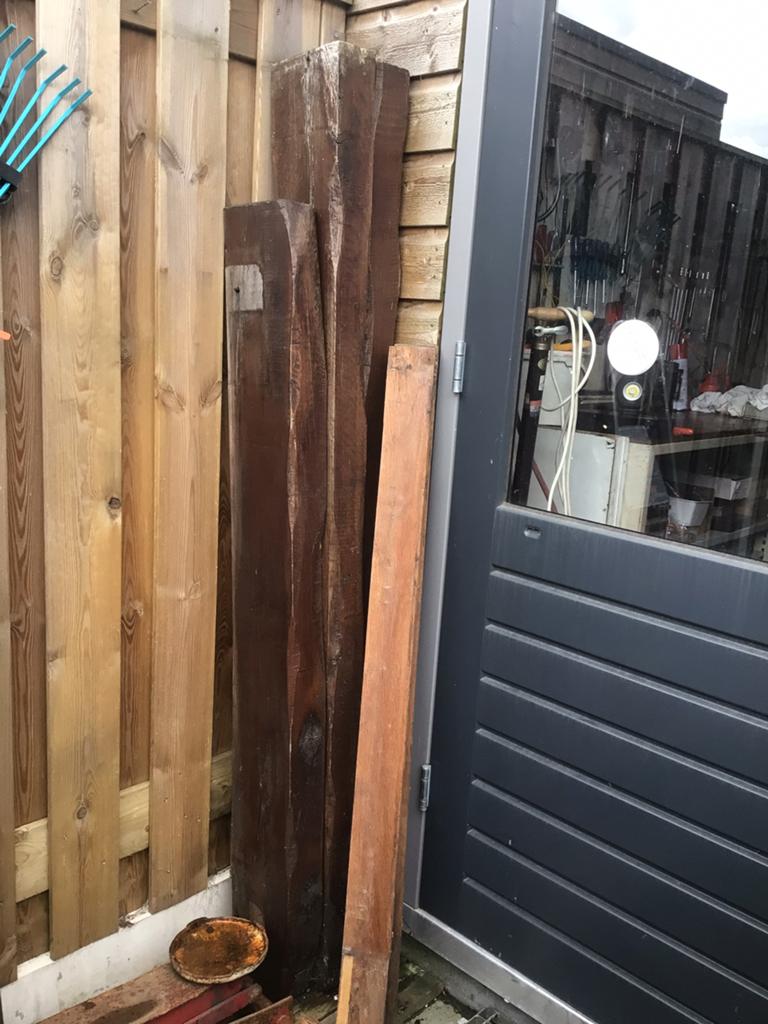 EIKEN HOUTEN BALKEN, Doe-het-zelf en Verbouw, Hout en Planken, Ophalen, Gebruikt, Eiken, 50 mm of meer