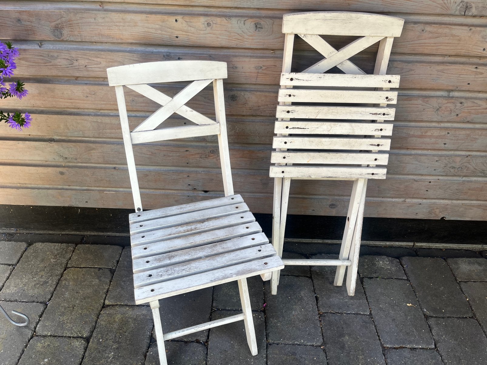 2 Bistro stoeltjes….decoratie…hout., Ophalen, Gebruikt, Hout, Inklapbaar