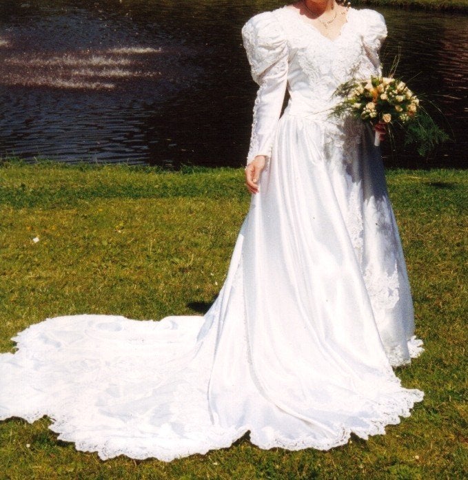 vintage bruidsjurk, Kleding | Dames, Trouwkleding en Trouwaccessoires, Ophalen of Verzenden, Zo goed als nieuw, Wit, Trouwjurk