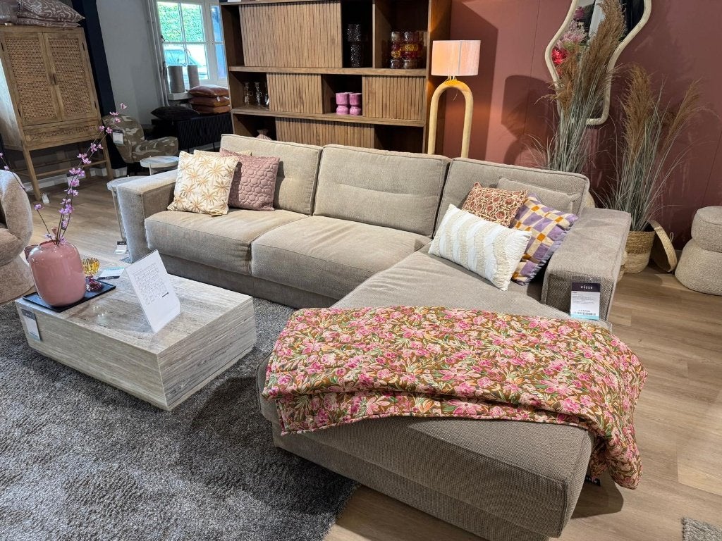 Hoekbank Edge l Whoon | Meubilex l van €2245,- voor €1099,-, Huis en Inrichting, Banken | Bankstellen, Ophalen, Stof, Gebruikt