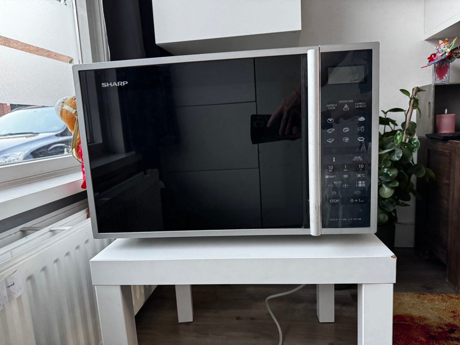 Sharp R-961 (IN)W combimagnetron, Ophalen, Zo goed als nieuw, Hete lucht, Draaiplateau