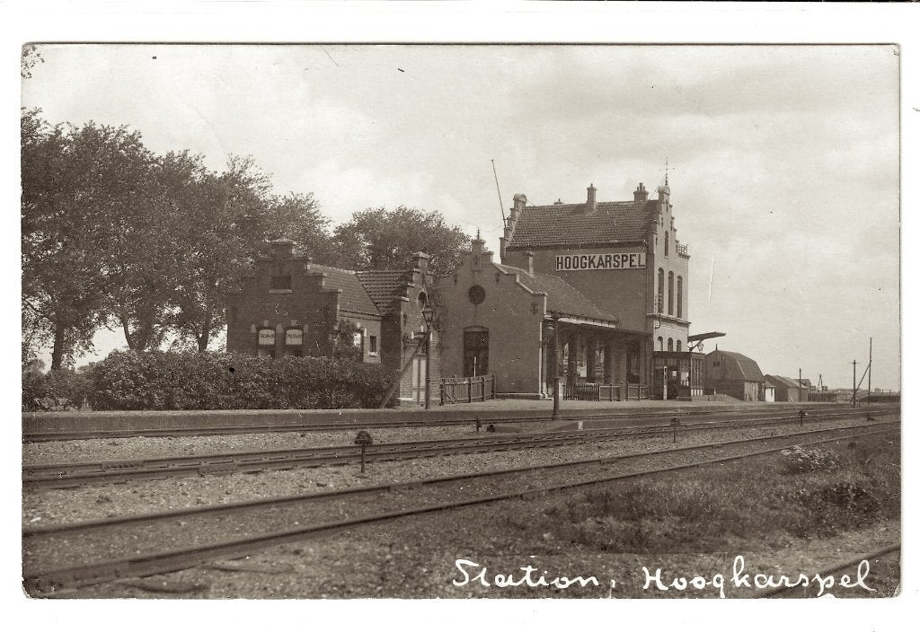 FOTOKAART JONKER STATION HOOGKARSPEL, Verzamelen, Ophalen of Verzenden, Voor 1920, Gelopen, Noord-Holland