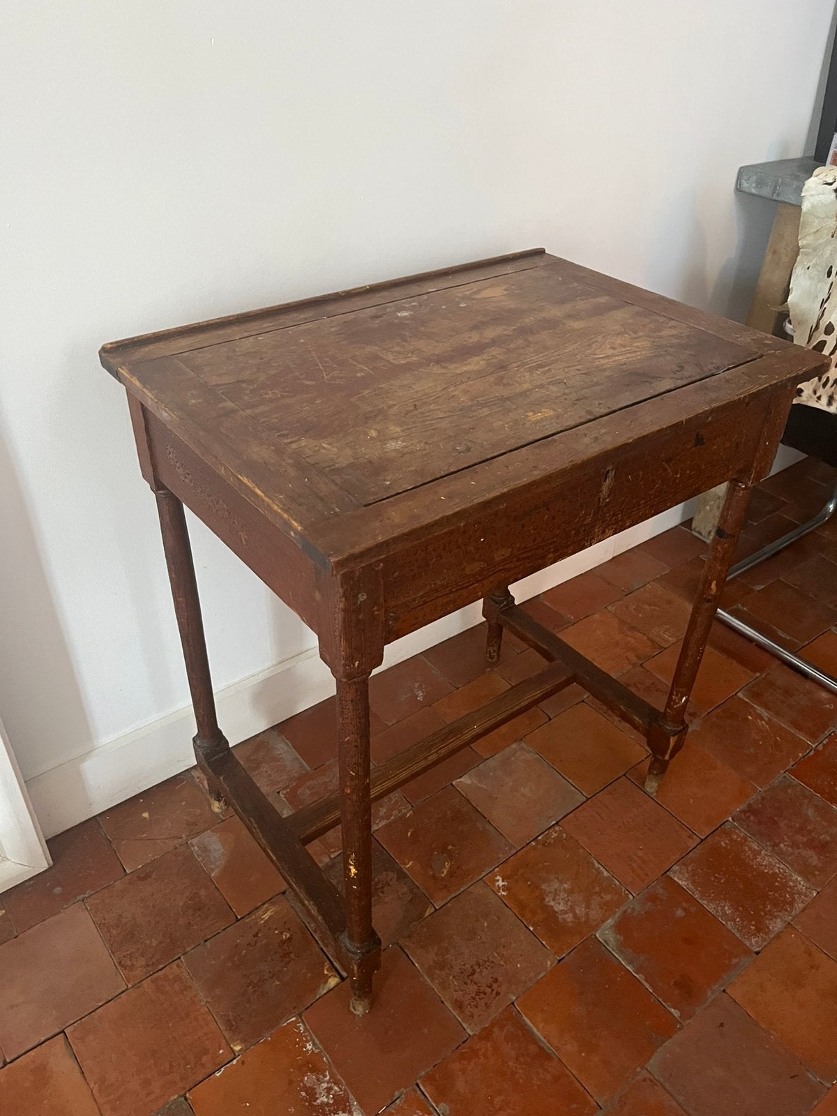 ANTIEKE HOUTEN TAFEL SCHRIJFTAFEL BIJZETTZFEL OPKLAPBAAR, Antiek en Kunst, Ophalen
